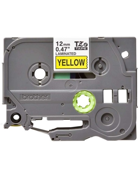 Fita Laminada Original Brother TZe631 para Etiquetas - Texto preto sobre fundo amarelo - Largura 12mm x 8 metros