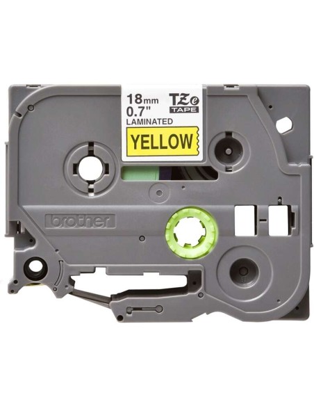 Brother TZe641 Fita Laminada Original de Etiquetas - Texto preto sobre fundo amarelo - Largura 18mm x 8 metros