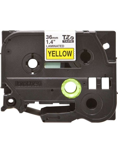 Brother TZe661 Fita Laminada Original de Etiquetas - Texto preto sobre fundo amarelo - Largura 36mm x 8 metros
