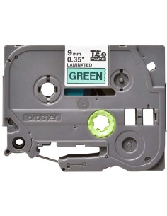Brother TZe721 Fita Laminada Original de Etiquetas - Texto preto sobre fundo verde - Largura 9mm x 8 metros