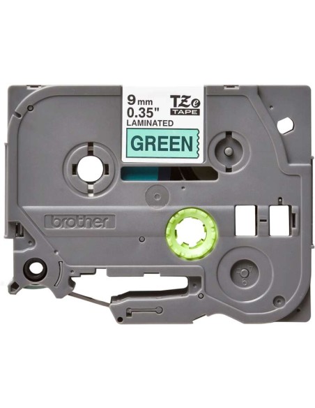 Brother TZe721 Fita Laminada Original de Etiquetas - Texto preto sobre fundo verde - Largura 9mm x 8 metros