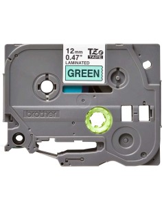 Brother TZe731 Fita Laminada Original de Etiquetas - Texto preto sobre fundo verde - Largura 12mm x 8 metros