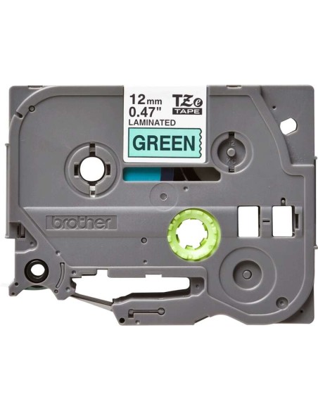 Brother TZe731 Fita Laminada Original de Etiquetas - Texto preto sobre fundo verde - Largura 12mm x 8 metros