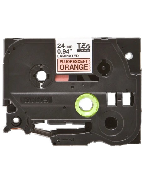 Fita Laminada Fluorescente Original Brother TZeB51 para Etiquetas - Texto preto sobre fundo branco - Largura 24mm x 5 metros