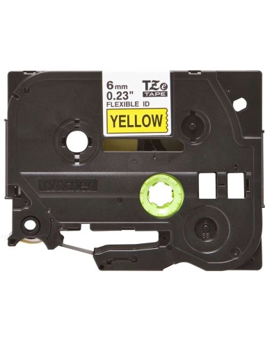Brother TZeFX611 Fita Laminada Flexível Original para Etiquetas - Texto preto sobre fundo amarelo - Largura 6mm x 8 metros