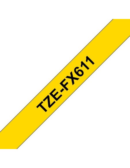 Brother TZeFX611 Fita Laminada Flexível Original para Etiquetas - Texto preto sobre fundo amarelo - Largura 6mm x 8 metros
