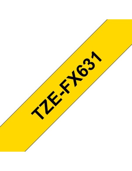 Brother TZeFX631 Fita Laminada Flexível Original de Etiquetas - Texto preto sobre fundo amarelo - Largura 12mm x 8 metros