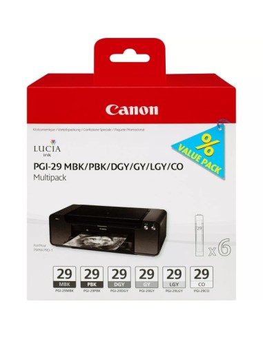 Canon PGI29 Conjunto de 6 Cartuchos de Tinta Originais - 4868B018