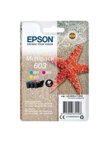 Epson 603 Pack de 3 Cartuchos de Tinta Originais - Ciano, Magenta, Amarelo - C13T03U54010