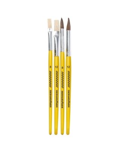 Eberhard Faber Winner Pack com 4 Pincéis de Cerdas e Pelo de Pônei Tamanhos 8, 12 - Virola de Alumínio 2