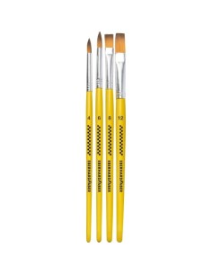 Eberhard Faber Winner Pack com 4 Pincéis de Cabelo Sintético Tamanhos 4, 6, 8, 12 - Virola de Alumínio 2