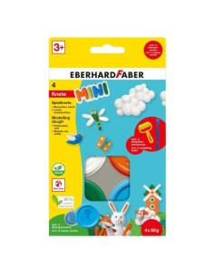 Eberhard Faber Mini Kids Pack com 4 Potes de 50g de Massa de Modelar + 2 Ferramentas - 90% Ingredientes Naturais - Fácil de Lav