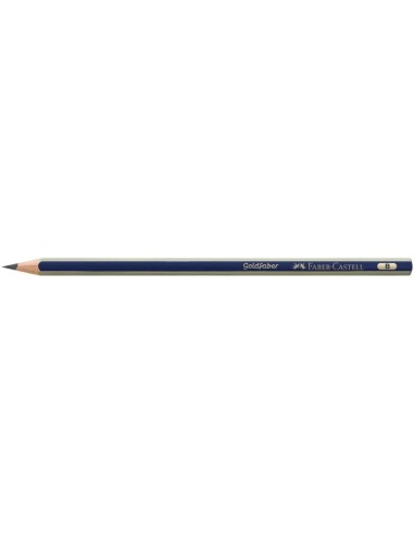 Faber-Castell Goldfaber 1221 Lápis de Grafite B - Alta Qualidade - Resistente à Quebra - Corpo Azul com Listras Douradas