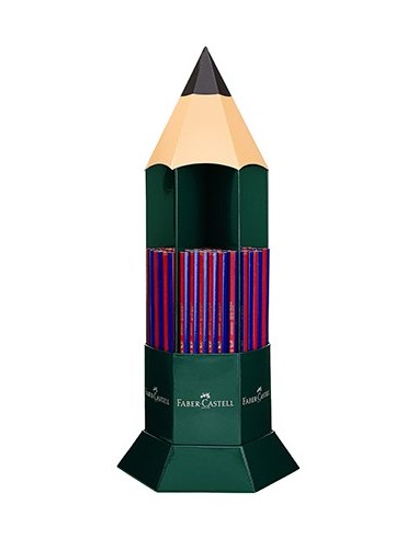 Faber-Castell Janus 2160 Expositor de 120 Lápis Finos Bicolores Hexagonais - Ecológico - Resistente à Quebra - Cor Vermelho/Azu