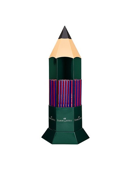 Faber-Castell Janus 2160 Expositor de 120 Lápis Finos Bicolores Hexagonais - Ecológico - Resistente à Quebra - Cor Vermelho/Azu