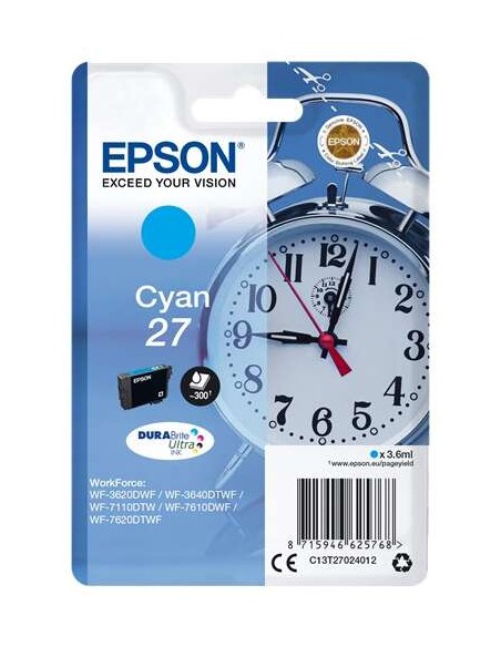 Epson T2702 (27) Ciano Cartucho de Tinta Original - C13T27024012