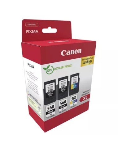 Canon PG-560XL + CL-561XL Pacote de 3 Cartuchos de Tinta Originais - 3712C009