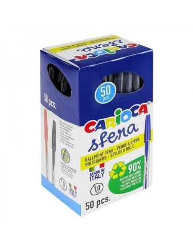 Carioca Sfera Caneta Esferográfica - Ponta Ø 1mm - Tampa e Parte Traseira da Cor da Tinta - Escrita Super Deslizante - Embalage