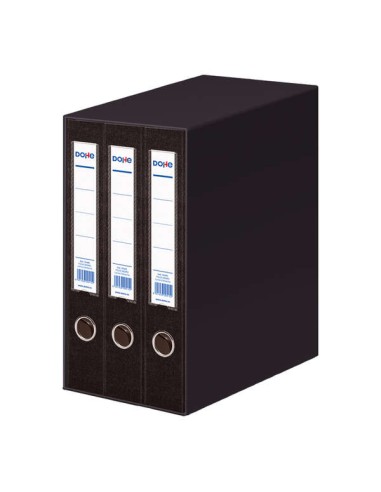 Dohe Archicolor Módulo de 3 Arquivadores de Alavanca com Rado - Lombada Estreita - Formato Folio - Cartão Forrado - Cor Preta
