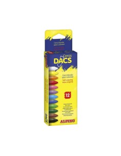 Alpino Pack de 12 Ceras de Cores Dacs - Textura Cremosa - Misturáveis - Pintura Suave e Cobertura - Colorido e Criativo - Cores