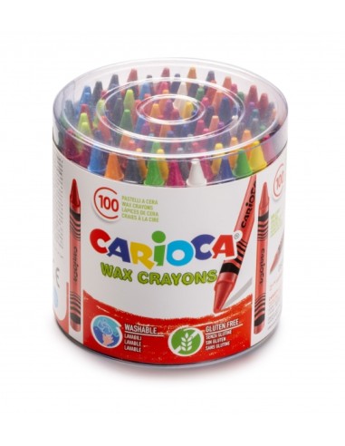 Carioca Pacote de 100 Giz Pastel - Cores Brilhantes - Laváveis - Corpo de Ø 8mm - Cores Variadas