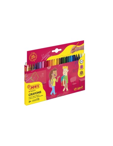 Jovi Crayons Student Estojo de 24 Ceras - Resistentes - Não Mancham - Agradáveis de Rabiscar - Acabamento Brilhante - Grande Du