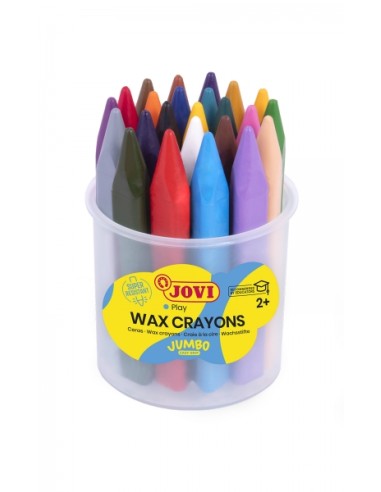 Jovi Jumbo Easy Grip Pote de 24 Ceras Triangulares - Não Mancha - Super Resistente - Pega Fácil - Traço Suave - Apto para Apont