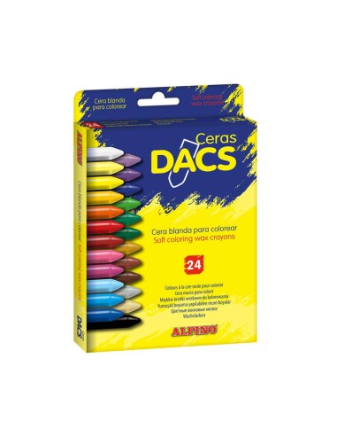 Alpino Dacs Pack com 24 Ceras Coloridas - Textura Cremosa - Misturáveis - Pintura Suave e Cobertura - Cores Sortidas