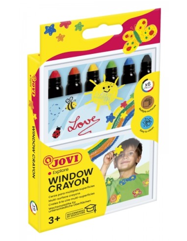 Jovi Glass Estojo de 6 Ceras em Stick - Cera Macia com Giro Elevador - Base Água - Fáceis de Aplicar - para Superfícies Não Por