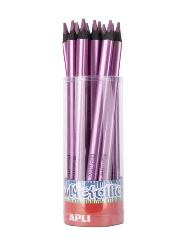 Apli Jumbo Metallic Lápis Triangular de Cor - 5mm de Espessura - Ideal para Melhor Aderência - Maior Cobertura em um Só Traço -