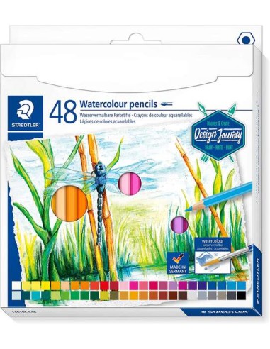 Staedtler 146 10C Pack de 48 Lápis de Cor Aquareláveis - Resistentes à Quebra - Cores Sortidas
