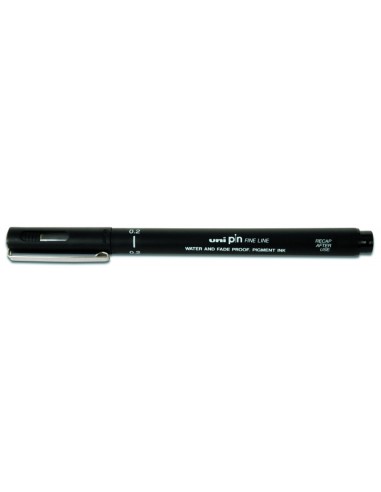 Uni-ball PIN02-200(S) Marcador Calibrado - Ponta Poliacetal 0.2mm - Tinta Pigmentada Resistente à Água e Luz - Ideal para Desen