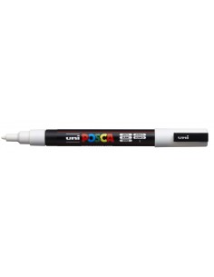Posca PC-3M Marcador de Pintura - Ponta de Poliéster Cônica 0.9-1.3mm - Tinta à Base de Água - Resistente à Luz - Cor Branca