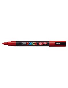 Posca PC-3M Marcador de Pintura - Ponta Cônica 0.9-1.3mm - Tinta à Base de Água - Resistente à Luz - Não Permanente - Cor Verme