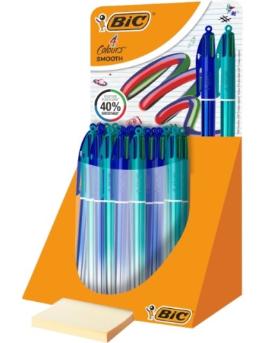 Bic 4 Cores Smooth Gradient Expositor de 30 Canetas Esferográficas Retráteis - Ponta Média de 1.0mm - Escrita 40% mais Suave - 