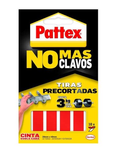 Pattex Nmc Fita Dupla Face Bl 10 Tiras - Adesão Duradoura - Fixação com Grande Força - Prática e Limpa