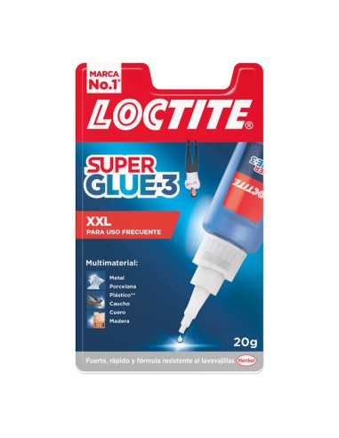 Loctite Super Bonder-3 XXL 20g - Adesivo Universal Instantâneo - Transparente e Secagem Rápida - Resistente à Água e Temperatur