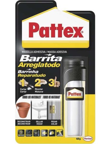 Pattex Barra Arreglatudo Bl 48g - Moldável para Reparar e Selar Buracos e Fissuras - Ideal para Instalações, Depósitos, Dutos, 