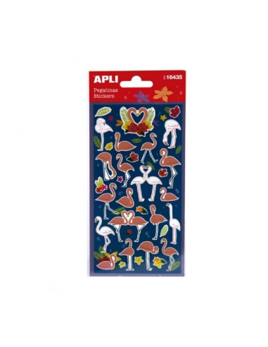 Apli Bolsa de Adesivos de Flamingos - Acabamento Fosco - Adesivo Permanente - Ideal para Scrapbooking e Decoração - Estimula Cr