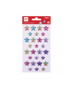 Apli Bolsa de Adesivos de Estrelas - Furta-cor - Relevo - Efeito Metalizado - Adesivo Permanente - Ideal para Scrapbooking e De