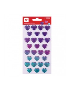 Apli Bolsa de Adesivos de Corações - Tornassol - Relevo - Efeito Metalizado - Adesivo Permanente - Ideal para Scrapbooking e De