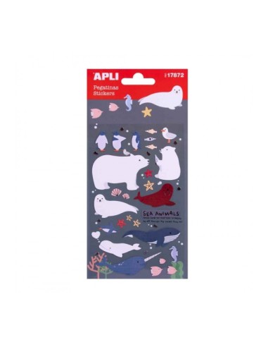 Apli Bolsa de Autocolantes com Animais Marinhos - Acabamento Epóxi - Adesivo Permanente - Ideal para Scrapbooking e Decoração -