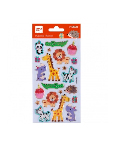 Apli Bolsa com 22 Autocolantes Festa de Animais - Adesivo Permanente - Ideal para Scrapbooking - Estimula Criatividade e Psicom