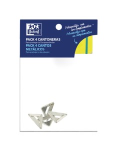Oxford Pack de 4 Cantoneiras Metalizadas - Protege os Cantos dos seus Cadernos ou Pastas - Design Elegante e Durável