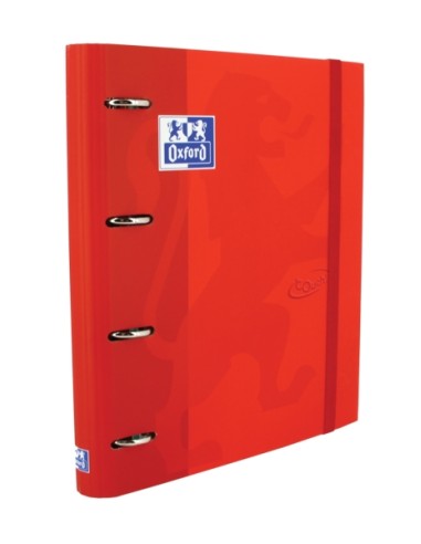 Oxford Touch A4+ Europeanbinder - Capa Dura Resistente - Lombada de 45mm - Argolas de 4Dx35mm - Inclui Refil 5x5 - Cor Carmim