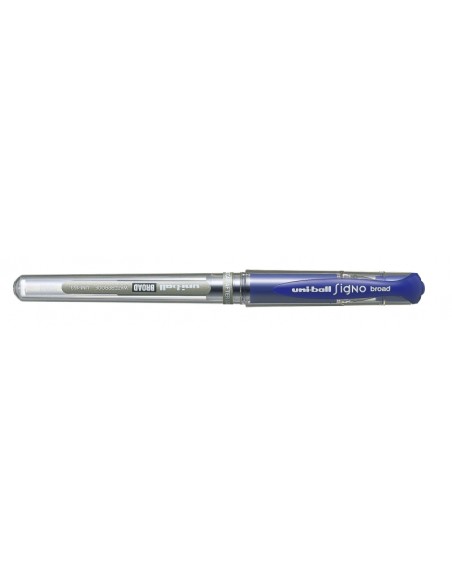 Uni-ball Signo Broad UM-153 Roller de Tinta Gel - Ponta de Bola 1mm - Traço Estilográfico - Empunhadura de Borracha - Cor Azul
