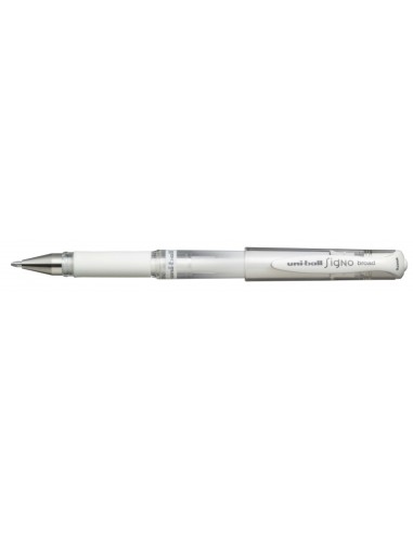 Uni-ball Signo Broad UM-153 Roller de Tinta Gel - Ponta de Bola 1mm - Traço Estilográfico - Pegada de Borracha - Cor Branca