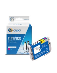 G&G Epson T3473/T3463 (34XL) Magenta Cartucho de Tinta Pigmentada Genérico - Substitui C13T34734010/C13T34634010