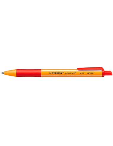 Stabilo Pointball Caneta Retrátil - Ponta de 1mm - Tinta à Base de Óleo - Recarregável - 79% Plástico Reciclado - Grip Antiderr