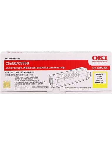 OKI C5650/C5750 Amarelo Cartucho de Toner Original - 43872305